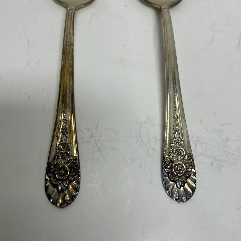 Wm Rogers 1953 Silverplate JUBLILEE Flatware 8.5” Serving Spoons Set Of 2